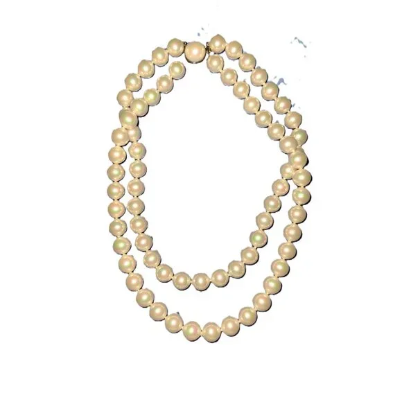 Vintage Majorica Double Strand Faux Pearl Choker 16 Large Iridescent Pearls